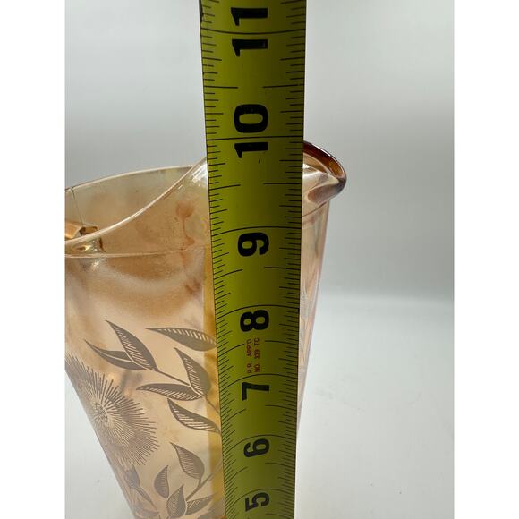 Vintage Jeannette Cosmos Marigold Carnival Glass 48 Oz Pitcher - Picture 6 of 7